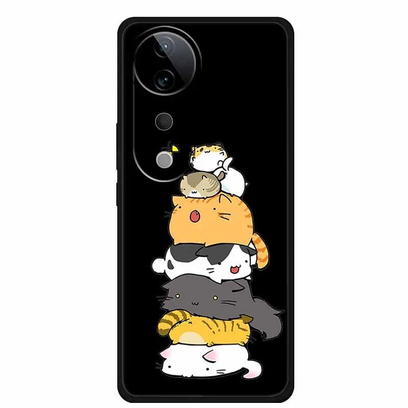 Чехол для Vivo T3 Ultra чехол милый мультяшный Черный силиконовый мягкий телефона