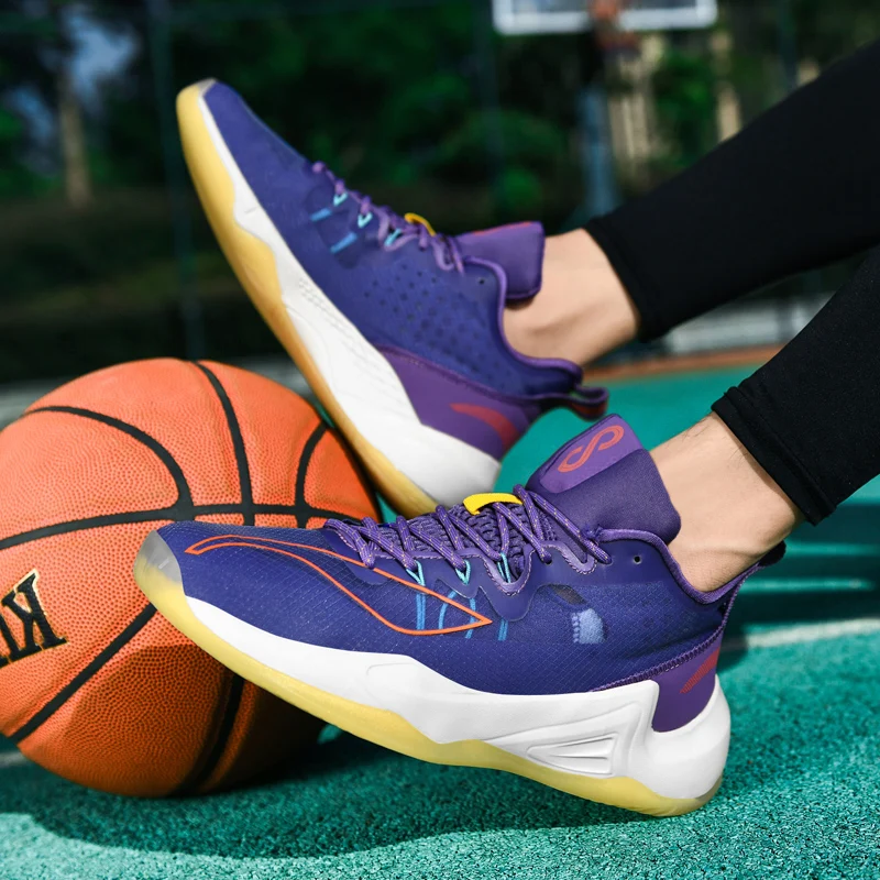 Trendy Purple Men Basketball Training Shoes High quality Designer Basket Sneakers Men Anti-slip Cushion Sneakers zapatos hombre