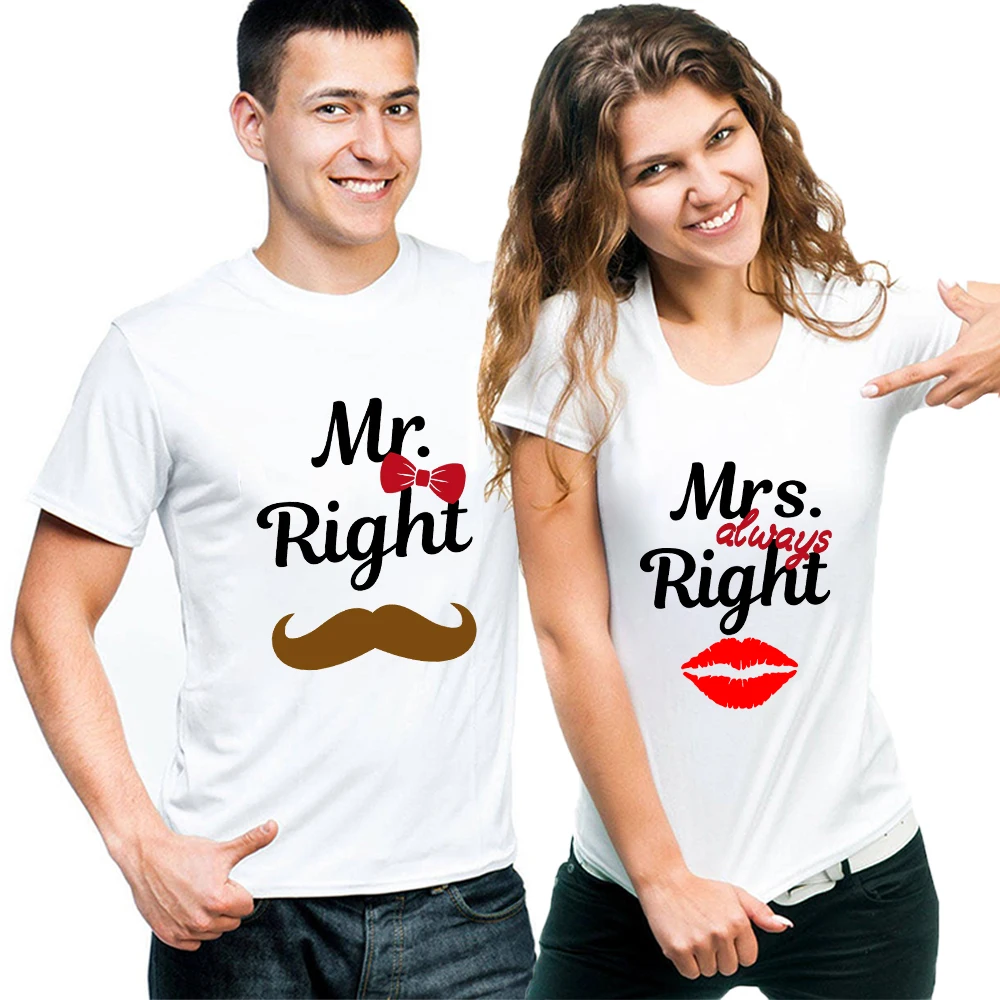

Mr Mrs Print Summer Couples T-shirt Cotton Casual Funny Lovers Tee Oversized T-shirt Men's Top Woman Clothes Streetwear