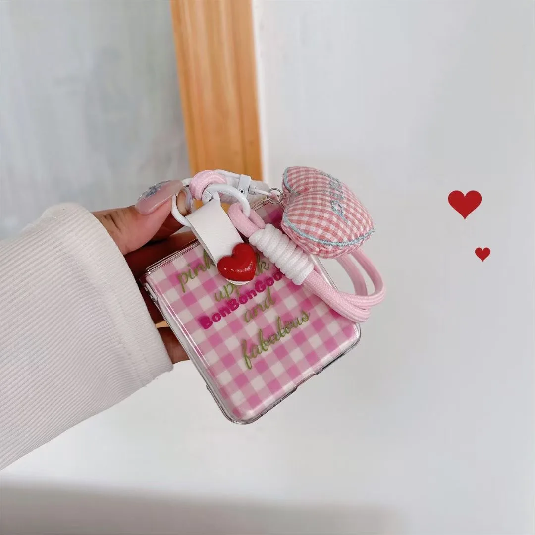 Diy милый чехол с коротким ремешком в форме сердца для Samsung Galaxy Z Flip6 Flip5 Flip4 3 Razr50ultra