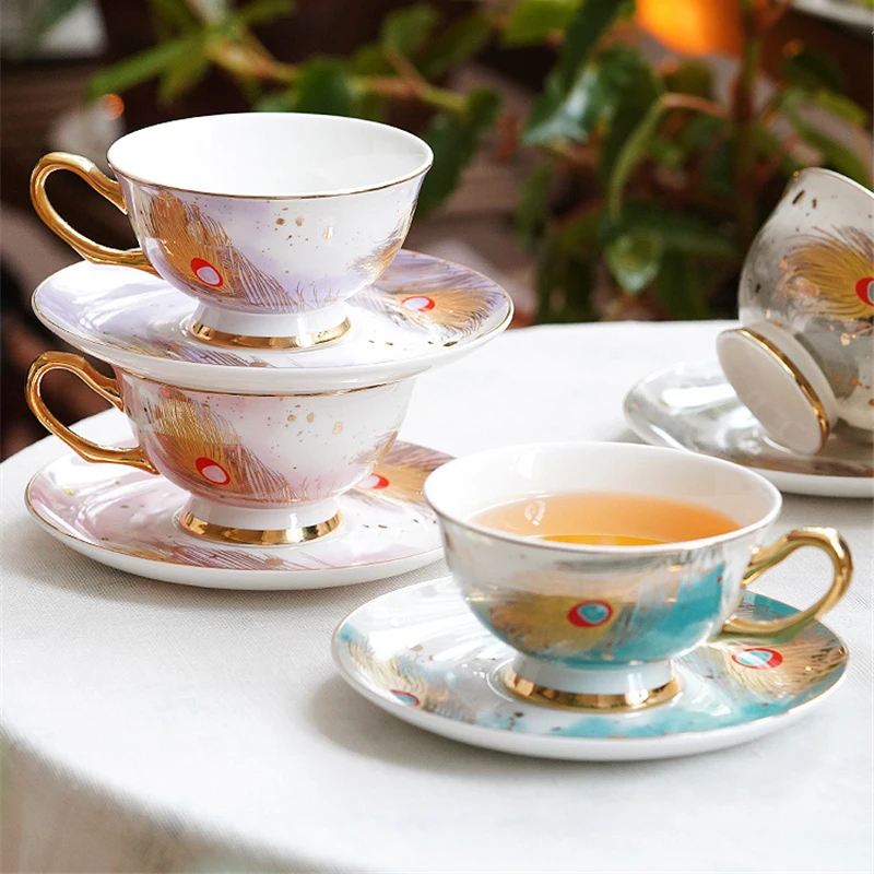 Кофейная чашка из костяного фарфора набор блюдец Подарочная коробка пара чашек