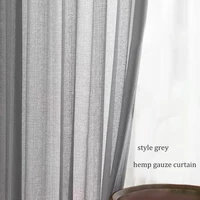 Modern Style Solid Color Cotton Linen Curtains for Window Living Room Bedroom Study Home Decoration