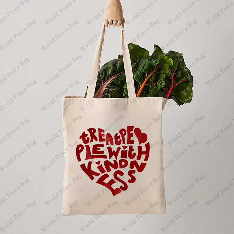 1 шт. большая Холщовая Сумка-тоут с рисунком доброго человека