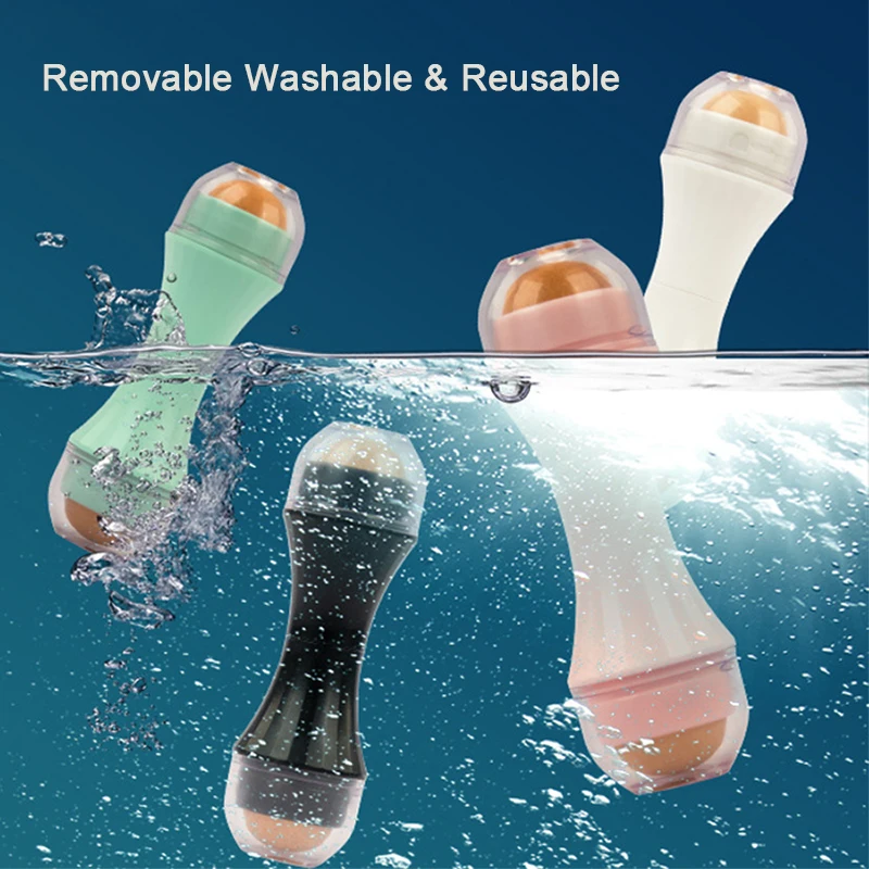 

4Colors Double Bead Volcanic Oil Absorbing Roller Powerful Oil Removal Massage To Clean Pores Remove Oily Face Skin Care Tool