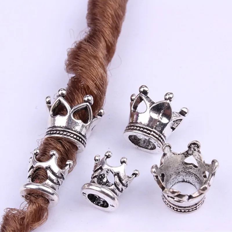 

5Pcs/lot Metal Hair Braid Dreadlocks Beads Cuffs Hairins ClipsSilver Golden Crown Beads Shell Hair Rings Styling Tool Wholesale