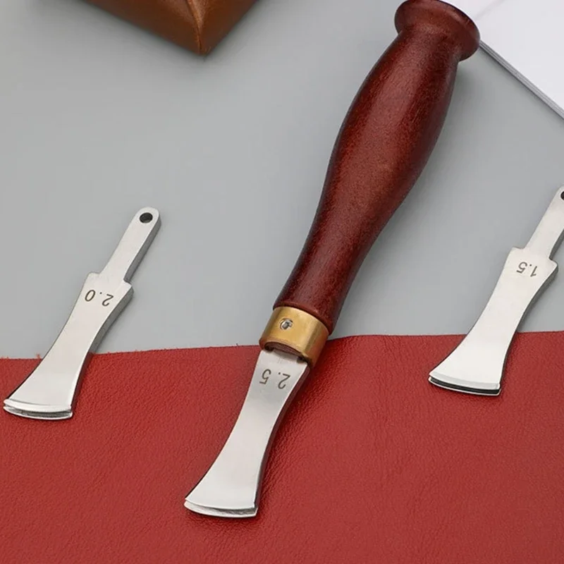 Инструмент для биговки кожи с деревянной ручкой со сменной головкой 1 0-2 5 мм