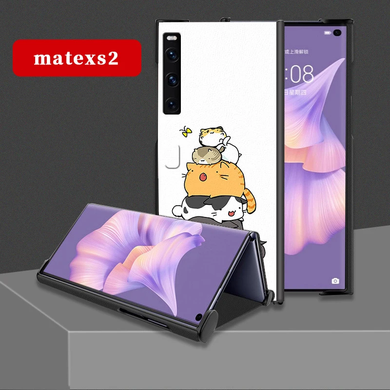 

MateXS2 Funda Case For Huawei Mate Xs 2 Cartoon Cat Square Pattern Shockproof Protection Mobile Phone Case Cover