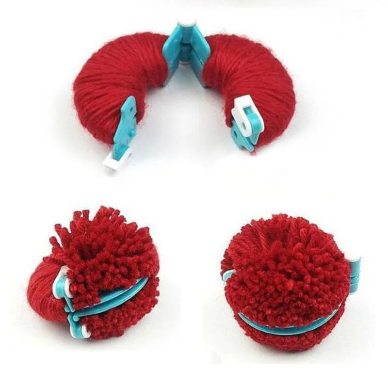 1Set 4 Sizes DIY Sewing Tools Pompon Set Plastic Pom Maker Clover Fluff Ball Weaver Needle Craft Knitting Tool Color Random - купить по