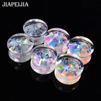 8 42mm shining sequins acrylic ear tunnels expander plugs stretcher earring piercing