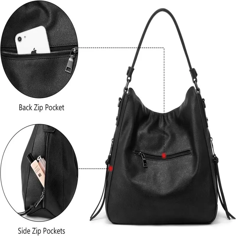 Shoulder Strap Capacity Large 3Pcs Women Tote Bags for Work, Large Capacity Waterproof Multi-Functional Pu Leather Hobo Bag Purs