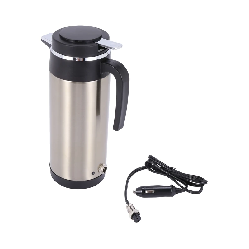

1200Ml Stainless Steel Electric Car Kettle Cigarette Lighter Car Kettle Heated Cup Water Boiler Heating Drinking Cup Mug Bottle