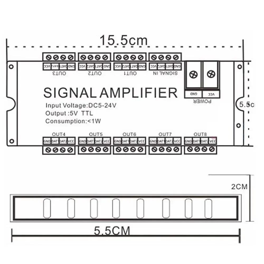 AHC8 DC5V-24V 8CH TTL синхронизатор сигнала светодиодный усилитель 8 портов выход для