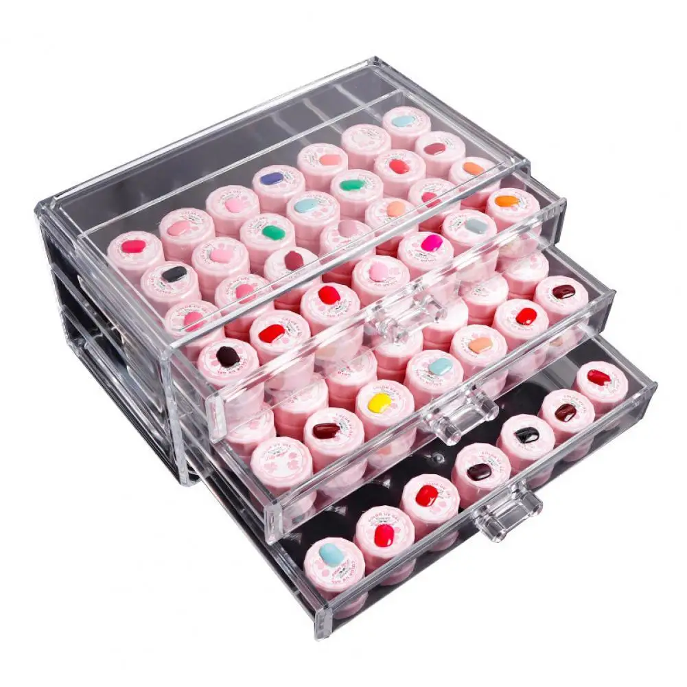 

Storage Box 1 Set Storage Box Triple Layer Large Capacity Plastic Divided Display Nail Glue Organizer for Desktop