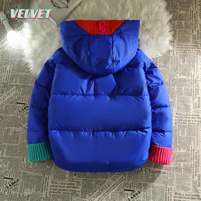 VelvetElements2023 Women Winter Jacket Knitted Patchwork Hooded Cotton Padded Warm Thick Clothes Female Coat Parka Puffer Jacket