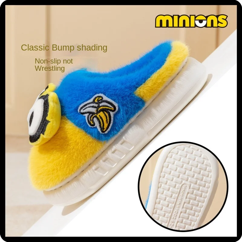 Детские хлопковые тапочки с миньонами для мальчиков и девочек детская обувь