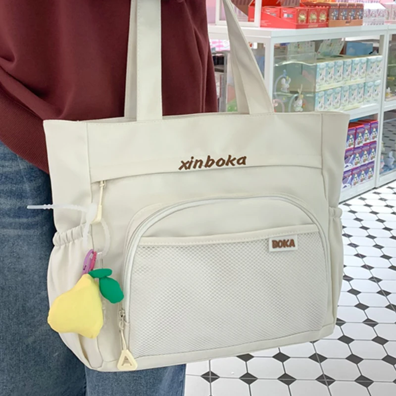 

Nylon Cloth Women's Shoulder Bag Large Reinforced Solid Color Portable Chic Branded Female Tote Bags Simple Handbags for Ladies