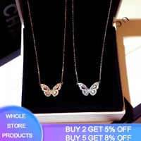 sweet silverrose gold color butterfly necklace women clavicle chain pendant refined stylish mujer christmas gift trendy jewelry