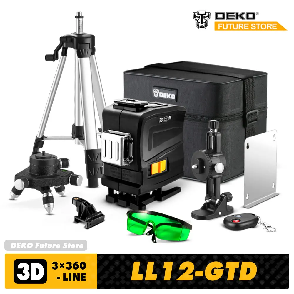 Лазерный уровень с дистанционным управлением, 3,7 В, 3x