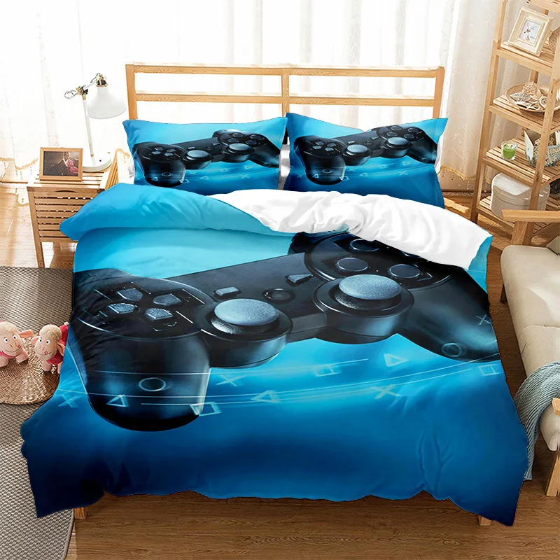 Gaming Bed Duvet Cover Set Twin/Full/Queen/King Size, Gamer Bedding Sets for Boys Kids Teens,2/3 Pieces Microfiber Game Bed Set
