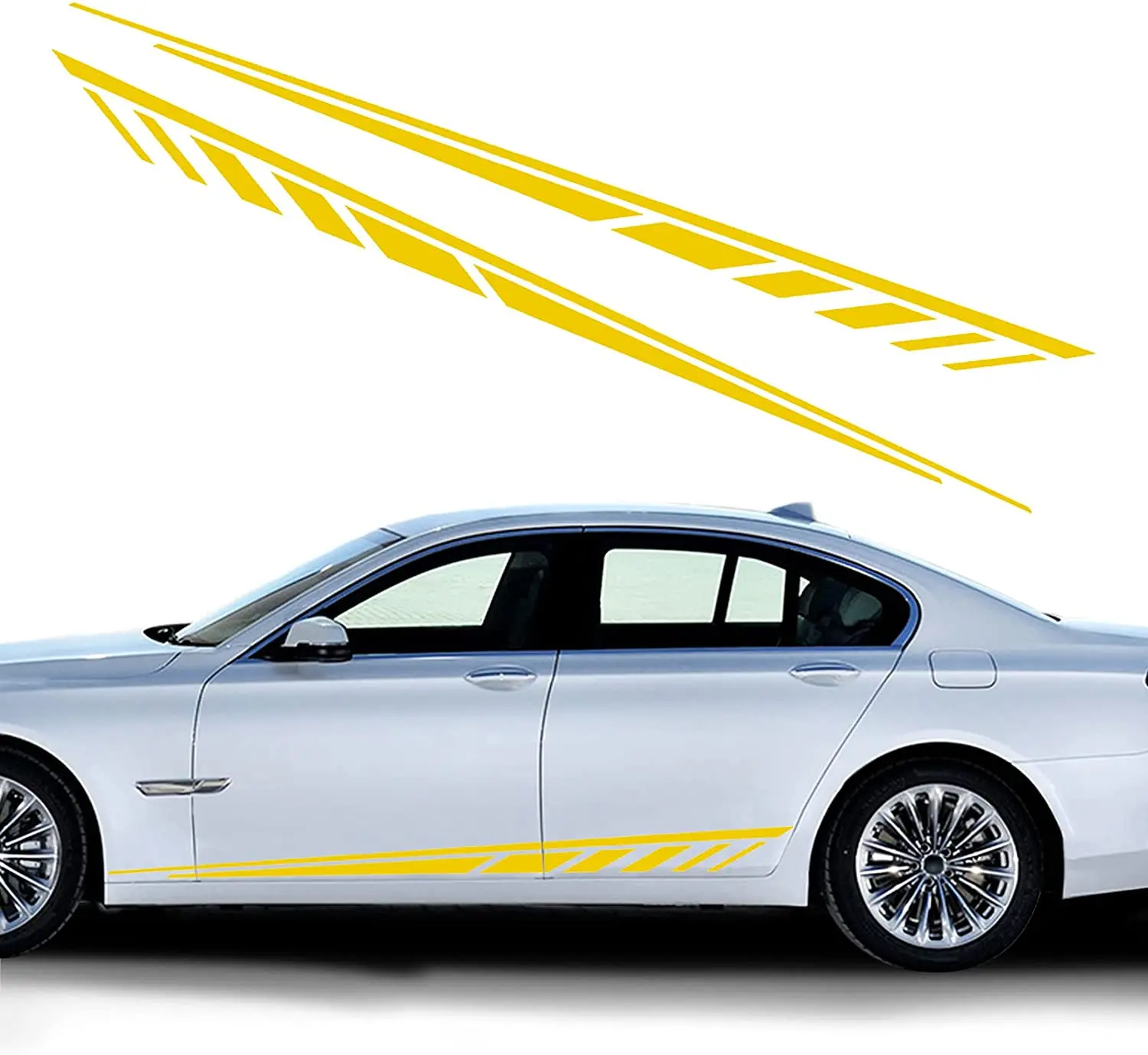 

nuoozy Universal Car Side Skirt Decal Stickers Body Side Sports Racing Stripe Graphic Stickers NJ017 Yellow (2Pcs)