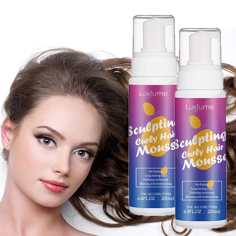 

200ml Anti-Frizz Hair Styling Mousse Natural Curl Enhancing Styling Foam for Natural Curls Create Curling Wave Hair Curly Foam