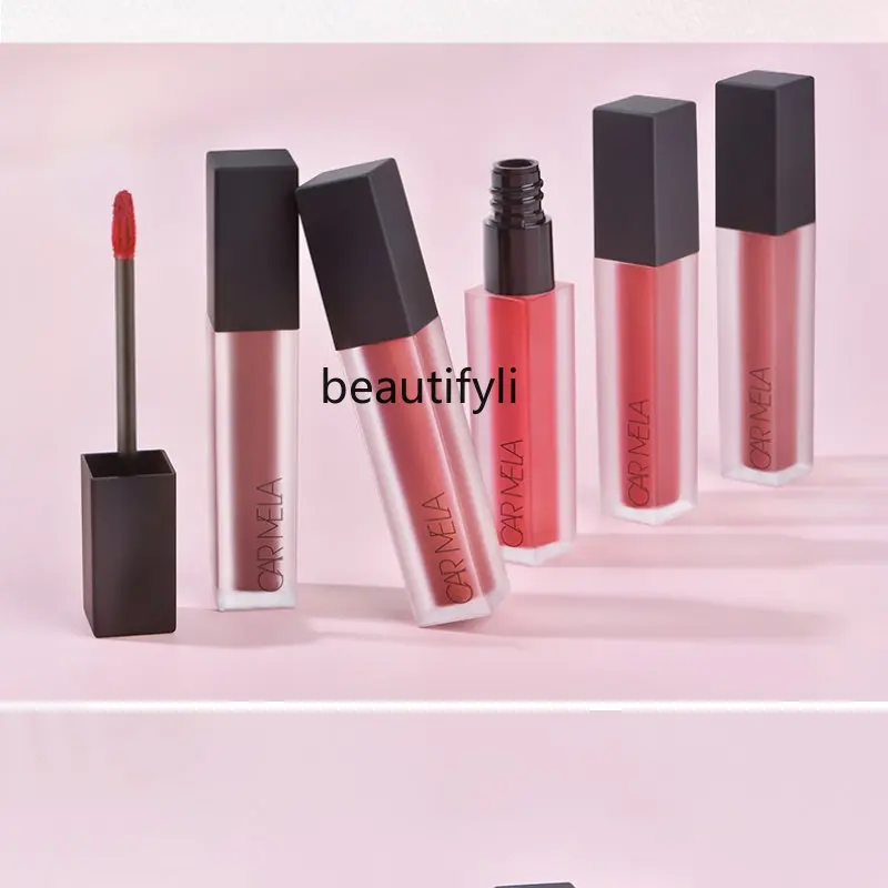 

zq Lipstick No. 04 Matte Lip Gloss Lip Mud No Stain on Cup Non-Fading Niche Makeup