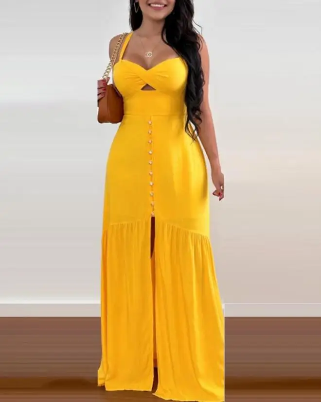 

Sexy Dresses for Women 2023 Summer Fashion Vacation Crisscross Backless Sleeveless Halter Split Thigh Twisted mujer Maxi Dress