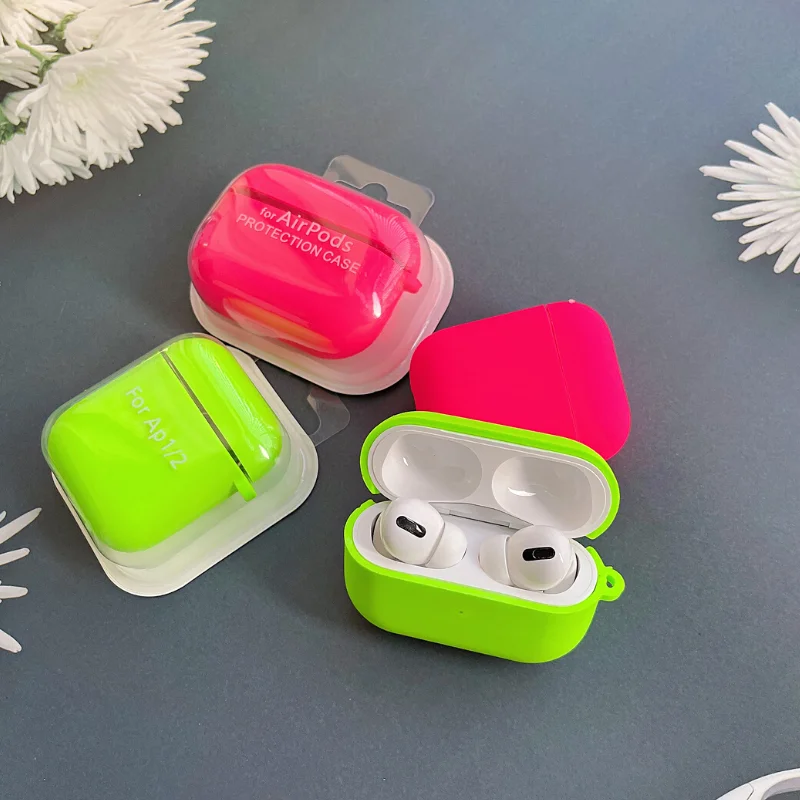 

For Airpods 3 Pro 2 Case Neon Fluorescence Cases for Airpods Pro 1 2 Liquid Silicone Soft With Hook Cover Air Pods Pro 2 Fundas