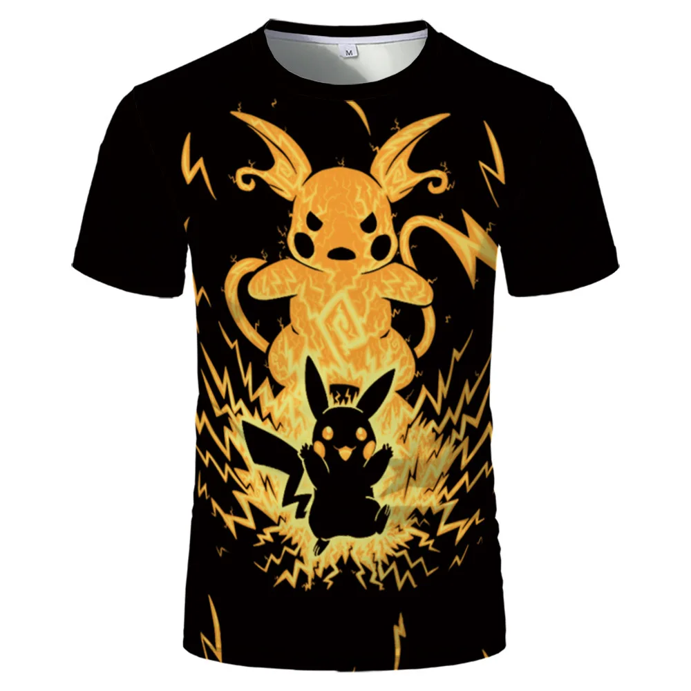 

Pokemon summer new men's round neck T-shirt 3D printing shirt Pikachu cute and comfortable children's short-sleeved holiday gift