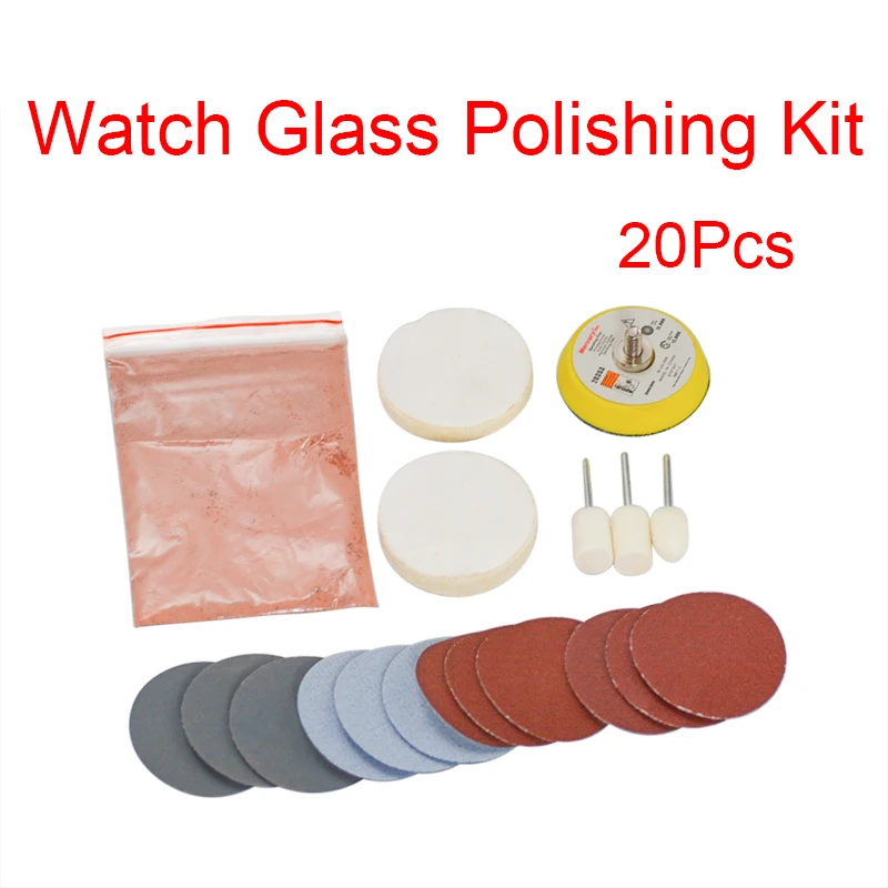 

20Pcs/Set Watch Glass Polishing Kit Cerium Oxide Powder And Wheel 50mm Backing Polishing Pad For Glass Cleaning Scratch Removal
