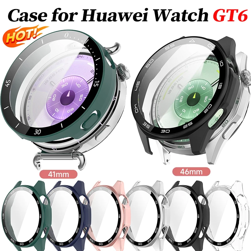 Фото ПК + чехол из закаленного стекла для Huawei Watch GT6 46 мм, полное покрытие, защитная пленка для экрана, бампер для часов GT6, 41 мм, защитные аксессуары №1