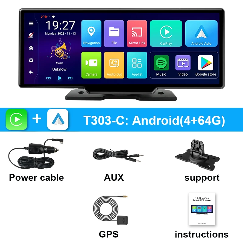 

10,26 дюймовый Android Bluetooth Автомобильный мультимедийный видеоплеер беспроводной Carplay и Android авто для Kia Nissan Toyota Hyundai Honda автомобиль
