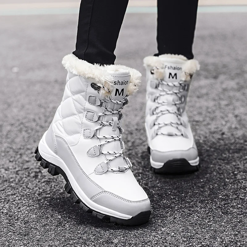 

Women Boots Waterproof Winter Shoes Women Snow Boots Platform Warm Female Ankle Boots Winter Boots Thick Fur Heels Botas Mujer