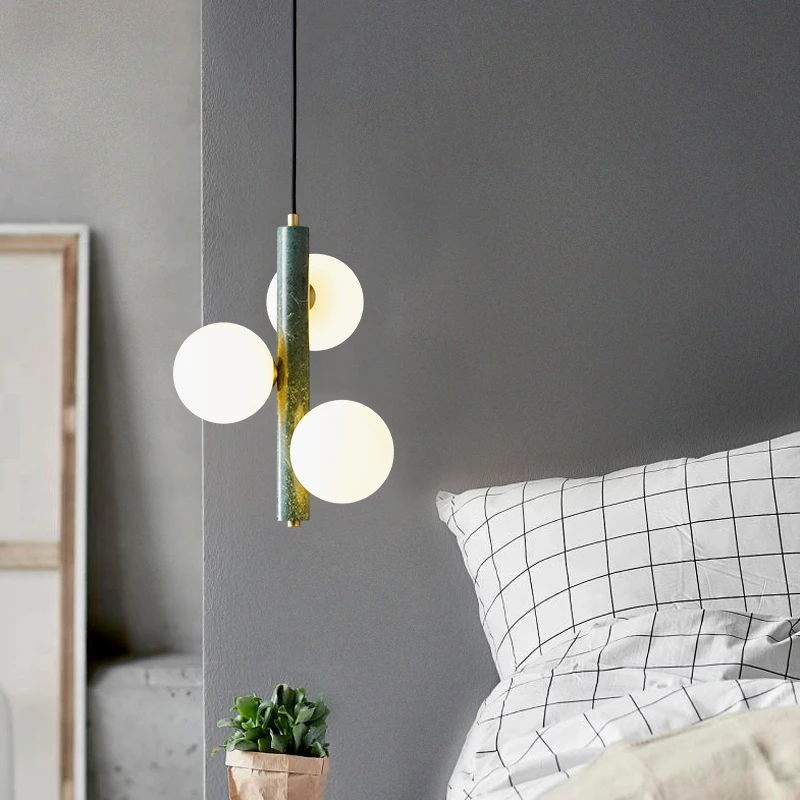 

Современная мраморная прикроватная люстра в скандинавском стиле, маленькая медная круглая лампа для спальни, гостиной, кафе, освещение
