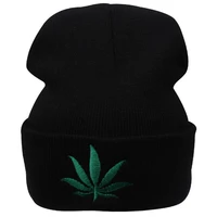 new fashion winter weed leaf skullies beanie hats for women warm hip hop bonnet caps for men gorras hombre 2022 bone masculino