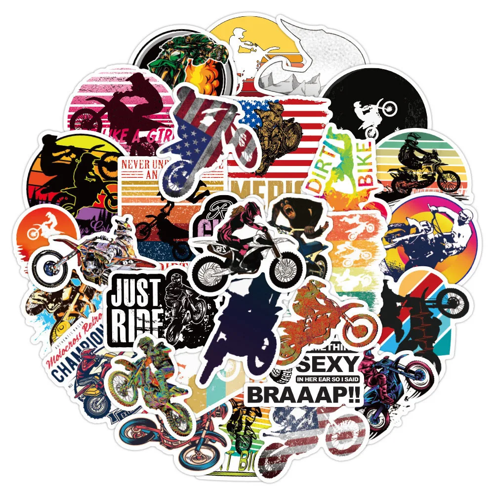 103050pcs cool dirt bike motorcycle stickers skateboard laptop phone car bike guitar luggage moto waterproof graffiti sticker free global shipping