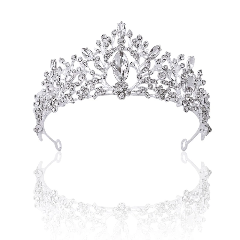 

X7YC Dainty Crowns for Women Birthday Crown White Gems Princess Crown Tiaras for Girls Crystal Headband Wedding Party Gifts