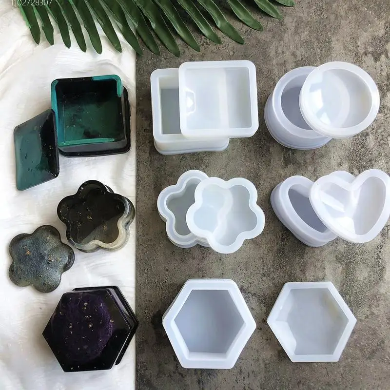 

DIY Multi-Style Candle Cup Silicone Mould Handmade UV Epoxy Resin Mould for Flower Pots Desktop Storage Box Making Mould Tool