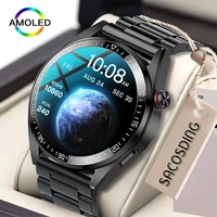 new 454454 amoled 1 39 inch screen smart watch bluetooth call always display 8gb local music smartwatch for men tws earphones