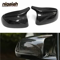 1 Pair Black Carbon Fiber Mirror Cover LHD Rearview Mirror Caps Fits for BMW X3 G01 X4 G02 X5 G05 2018 2019 Replacement M Look