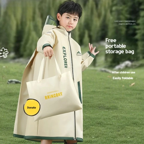 Детский плащ для всего тела, водонепроницаемая непромокаемая одежда с капюшоном и молнией, шапка для учащихся начальной школы, мальчиков и девочек