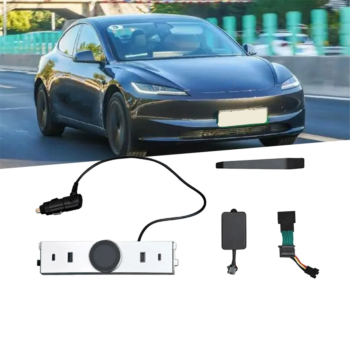 Автомобильная док-станция для Tesla Model 3 Highland с ЖК-дисплеем и кнопкой переключения