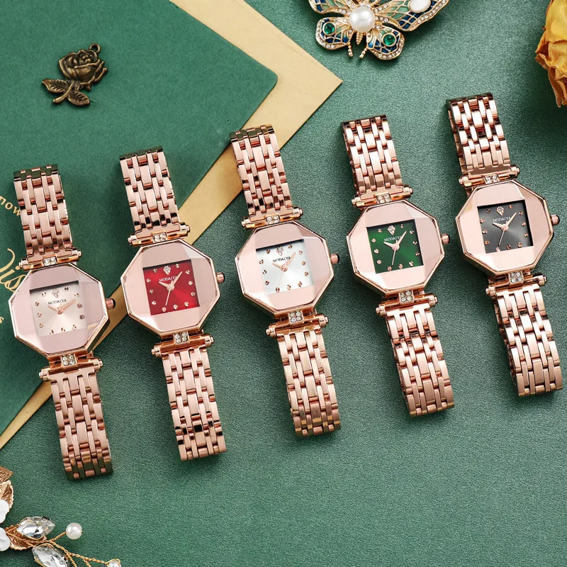 Luxury Fashion Irregular Rhinestone Watches Women Fashion Brand Quartz Clock Qualities Ladies Leather Wristwatches Female Watch enlarge
