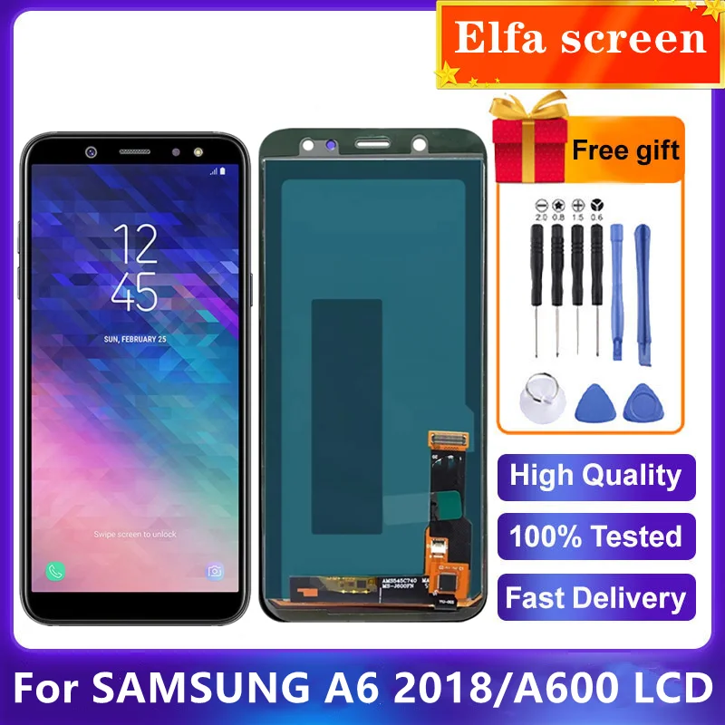 Дисплей для SAMSUNG Galaxy A6 2018 A600 ЖК-дисплей сенсорный экран дигитайзер в сборе запасная часть для SAMSUNG A6 A600F A600FN