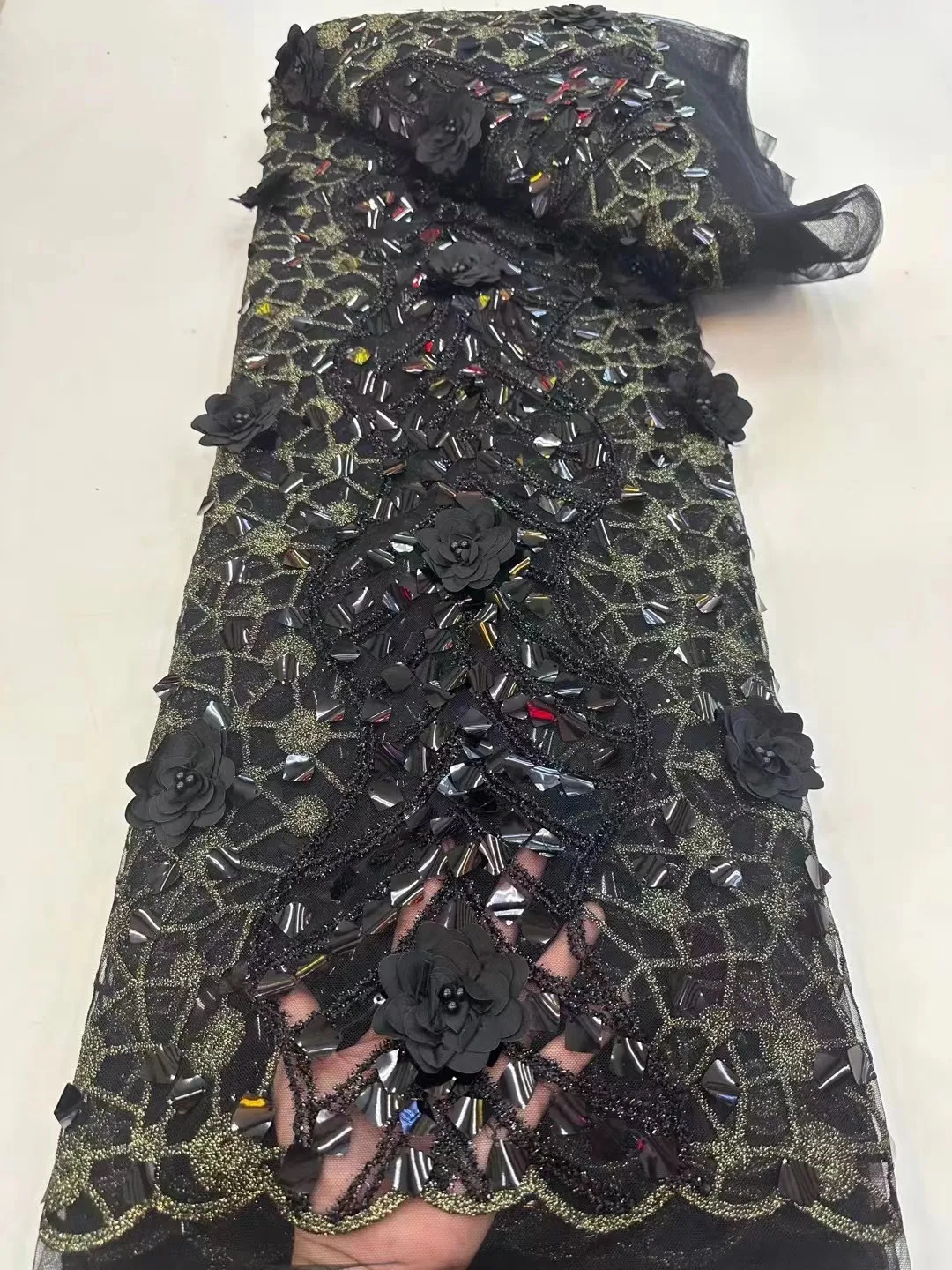 Рисунок 2 - 2023 кружевная ткань с 3D цветами и блестками