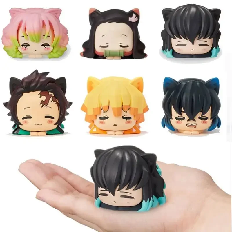 Фото Аниме Demon Slayer Kamado Nezuko Tanjirou Agatsuma Zenitsu PVC Q Version Napping Cat Inosuke Prone Pose Модель игрушки №2
