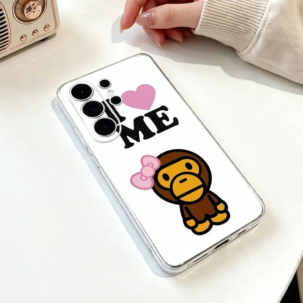 Фото Чехол для телефона в стиле стритвир с принтом Monkey Bape для Samsung S25, S24, S21, S22, S23, S30, Ultra, S20, Plus, FE, прозрачный №4