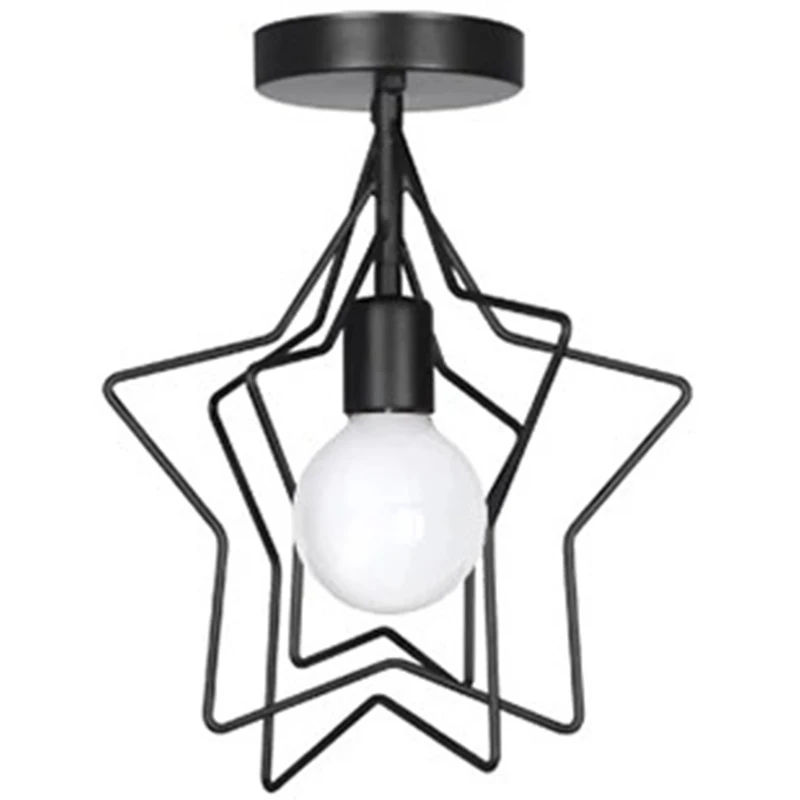 

Creative Pentagram Iron Industrial Wind Ceiling Light Retro Circle E27 Black/Gold Ceiling Lamp For Restaurant Bar Coffee Shop