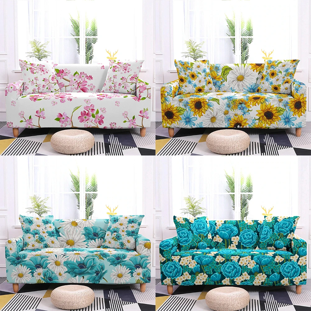 

1/2/3/4 Seater Flower Flora Print Elastic Sofa Cover Universal Stretch Sofa Slipcovers for Living Room Couch Cover Sofa Decor