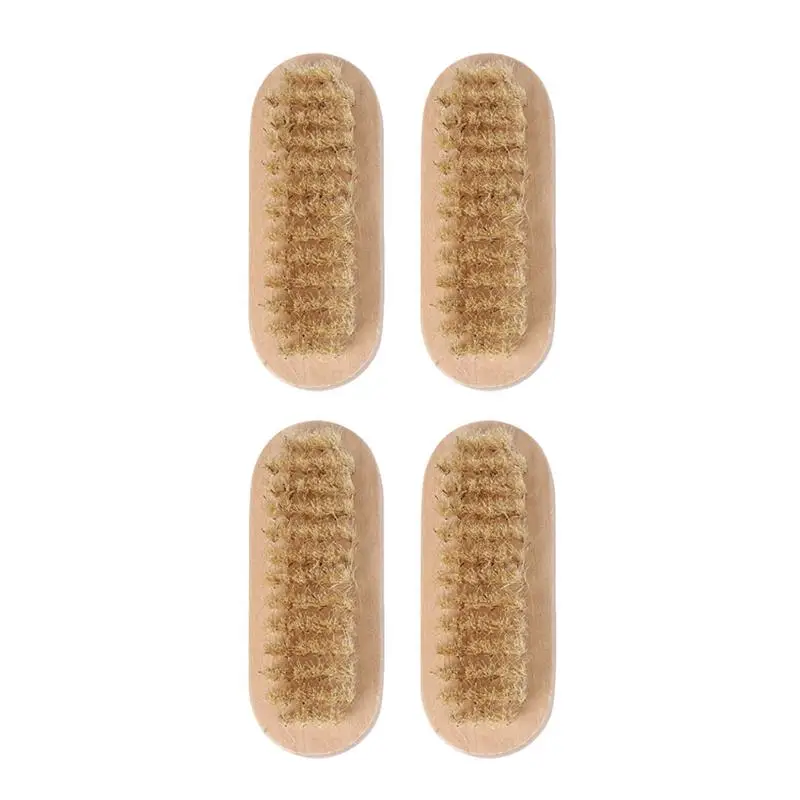 

4Pcs Nail Brushes Two Sided Natural Boar Bristle Wooden Pedicure Hand Nail Brush
